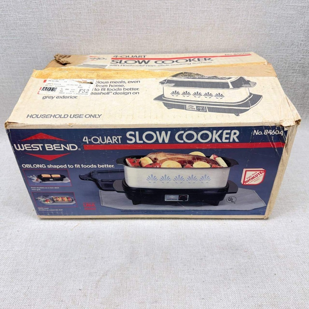West Bend 4 Quart Slow Cooker 84604 Oblong Seashell Vintage New Open Box